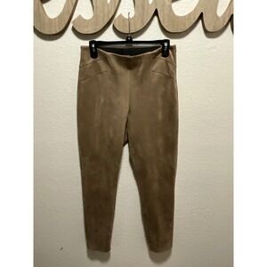 Zara Basic Faux Suede Leggings Pants Taupe Women's Size L